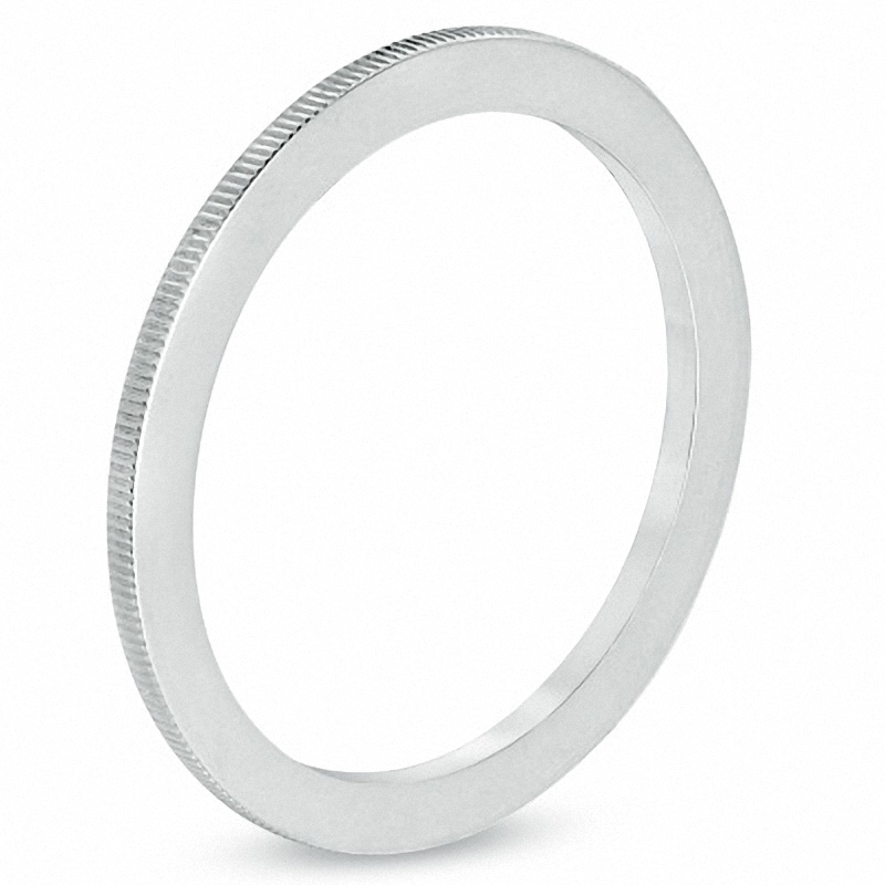 Main Image 2 of Previously Owned - 1.0mm Coin-Edge Wedding Band in 14K White Gold