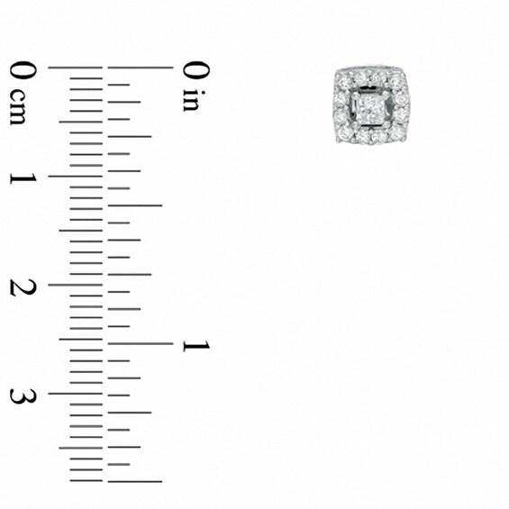Previously Owned - 1/2 CT. T.w. Princess-Cut Diamond Frame Stud Earrings in 10K White Gold