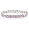 Thumbnail Image 1 of Previously Owned - Lab-Created Pink Sapphire and Diamond Accent Bracelet in Sterling Silver