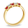 Thumbnail Image 2 of Previously Owned - Ruby and 1/20 CT. T.W. Diamond Three Stone Ring in 10K Gold