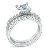 Thumbnail Image 2 of Previously Owned - 6.0mm Princess-Cut Lab-Created White Sapphire Fashion Ring Set in Sterling Silver