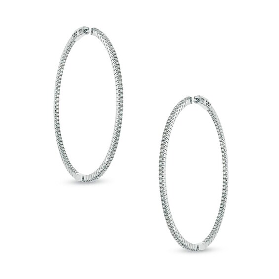 Previously Owned - 1 CT. T.w. Diamond Inside-Out Hoop Earrings in Sterling Silver