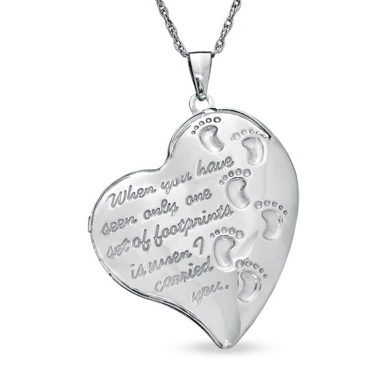 Previously Owned - Tilted Heart Footprints Locket in Sterling Silver