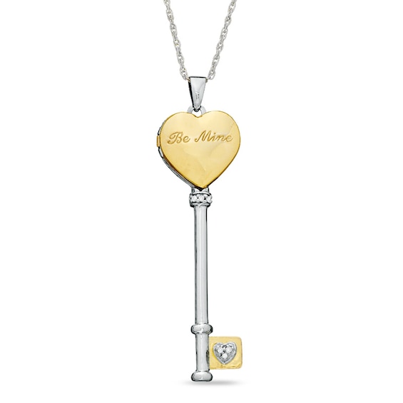 Previously Owned - Diamond Accent Heart Key Locket in Two-Tone Sterling Silver