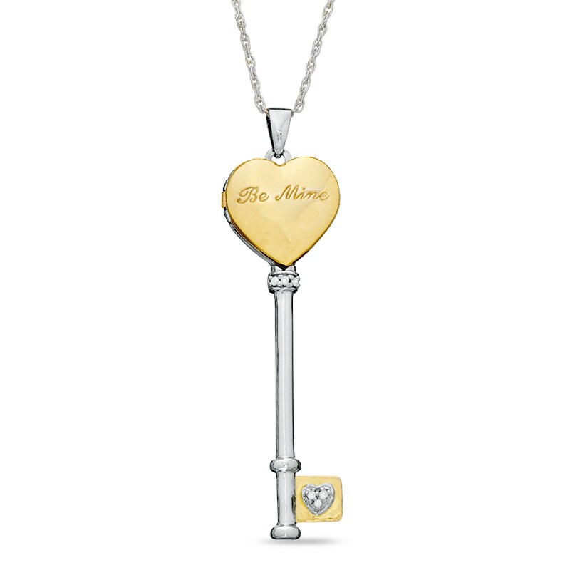 Previously Owned - Diamond Accent Heart Key Locket in Two-Tone Sterling Silver