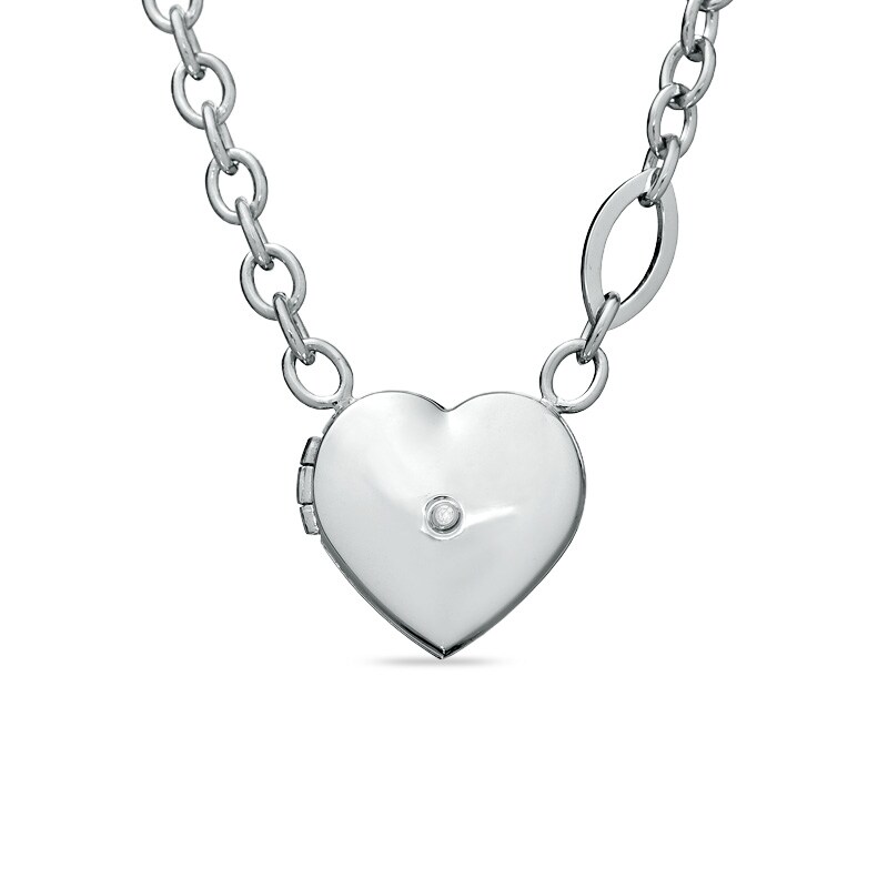 Main Image 1 of Previously Owned - Diamond Accent Heart Locket in Sterling Silver - 17"