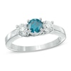 Thumbnail Image 1 of Previously Owned - 3/4 CT. T.W. Enhanced Blue and White Diamond Three Stone Ring in 14K White Gold