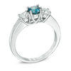 Thumbnail Image 2 of Previously Owned - 3/4 CT. T.W. Enhanced Blue and White Diamond Three Stone Ring in 14K White Gold