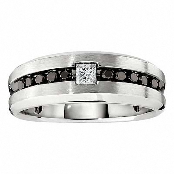 Previously Owned - 1/2 CT. T.w. Enhanced Black and White Diamond Ring in Sterling Silver