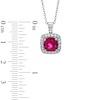 Thumbnail Image 1 of Previously Owned - 7.0mm Cushion-Cut Lab-Created Ruby and White Sapphire Frame Pendant in Sterling Silver