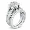 Thumbnail Image 1 of Previously Owned - 1-1/2 CT. T.W. Diamond Cluster Bridal Set in 14K White Gold