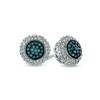 Thumbnail Image 1 of Previously Owned - 3/8 CT. T.W. Enhanced Blue and White Diamond Cluster Stud Earrings in 10K White Gold