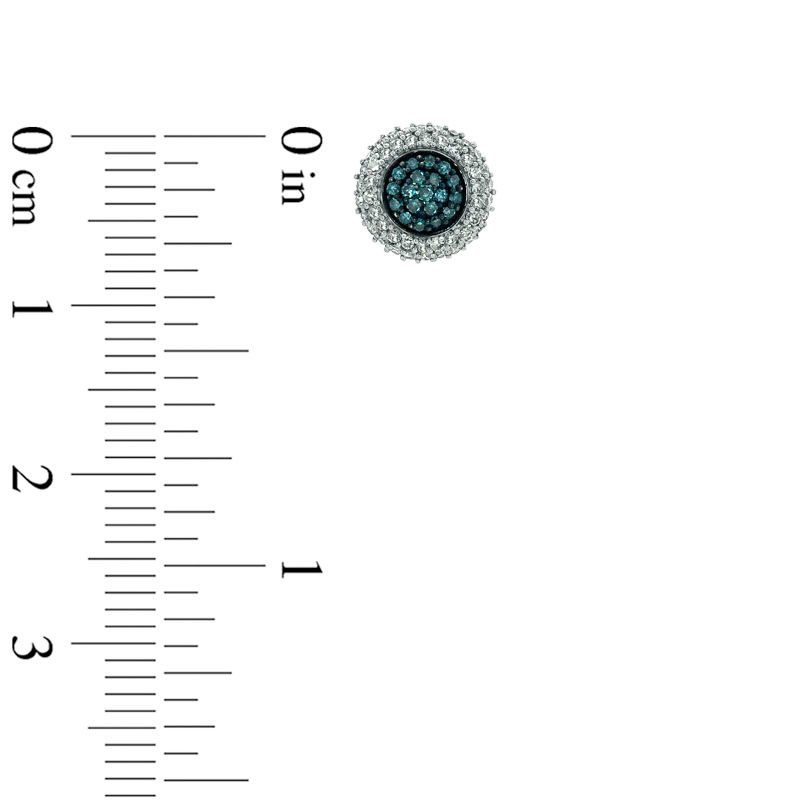 Main Image 2 of Previously Owned - 3/8 CT. T.W. Enhanced Blue and White Diamond Cluster Stud Earrings in 10K White Gold