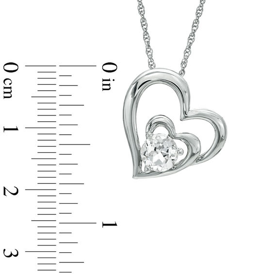 Previously Owned - 6.0mm Lab-Created White Sapphire Double Heart Pendant in Sterling Silver