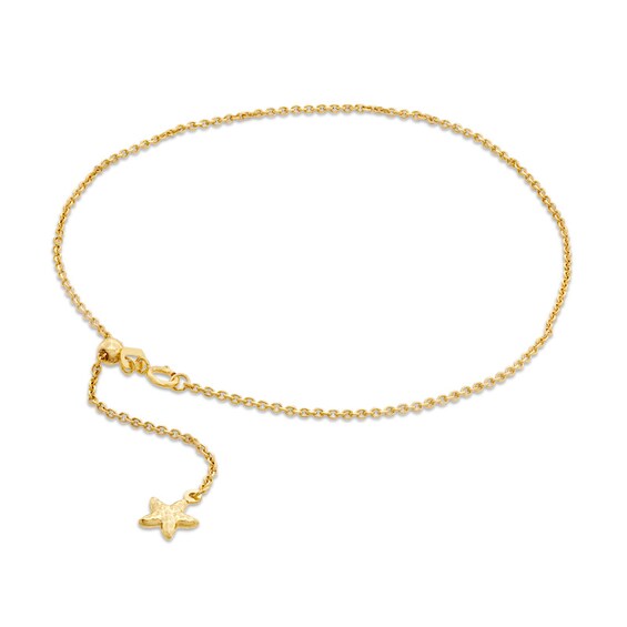 Previously Owned - Starfish Adjustable Cable Anklet in 14K Gold - 11"