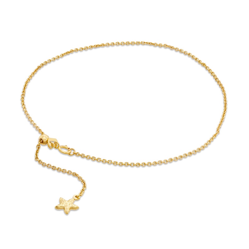 Main Image 1 of Previously Owned - Starfish Adjustable Cable Anklet in 14K Gold - 11&quot;