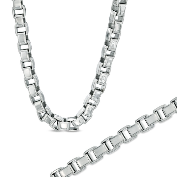 Previously Owned - 6.0mm Box Necklace and Bracelet Set in Stainless Steel - 24"