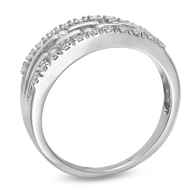 Main Image 2 of Previously Owned - 1/4 CT. T.W. Diamond Bamboo Design Band in 10K White Gold