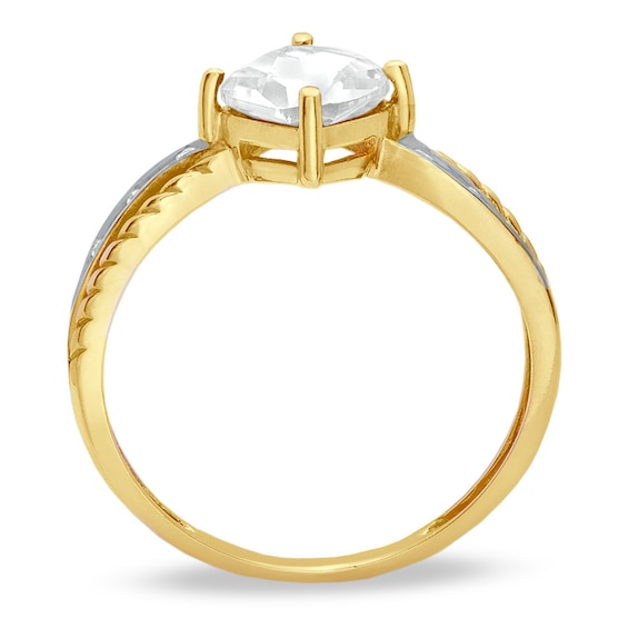 Previously Owned - 6.0mm Cushion-Cut White Topaz and Diamond Accent Ring in 10K Gold