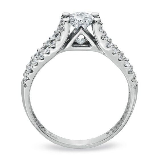 Previously Owned - 1 CT. T.w. Diamond with Pavé Shank Ring in 14K White Gold