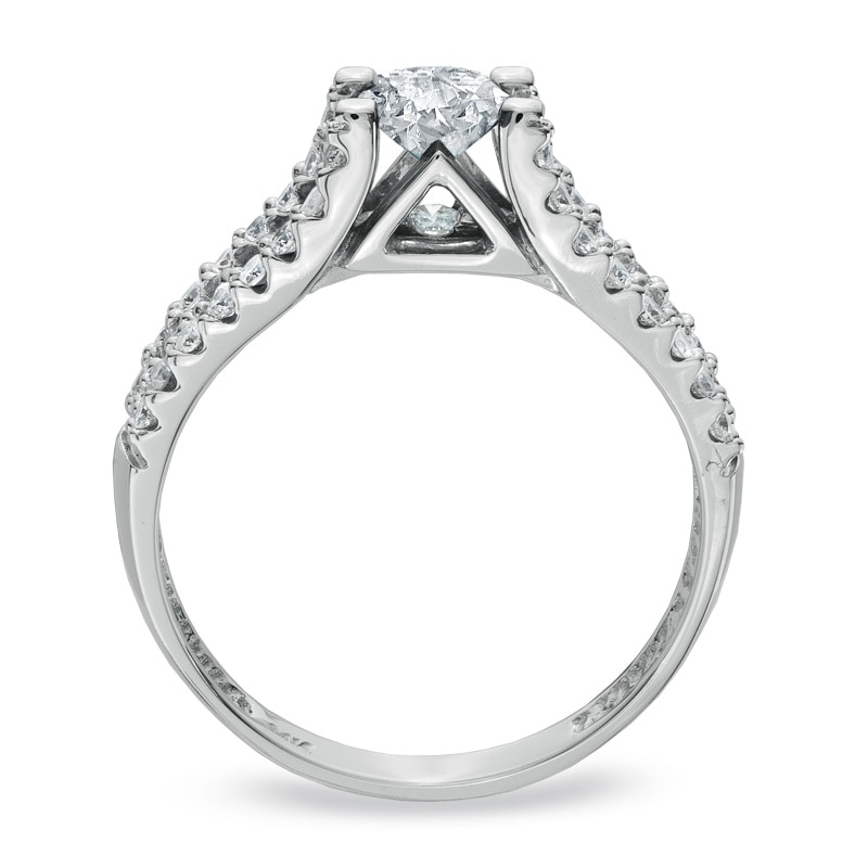 Main Image 2 of Previously Owned - 1 CT. T.W. Diamond with Pavé Shank Ring in 14K White Gold