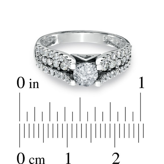 Previously Owned - 1 CT. T.w. Diamond with Pavé Shank Ring in 14K White Gold