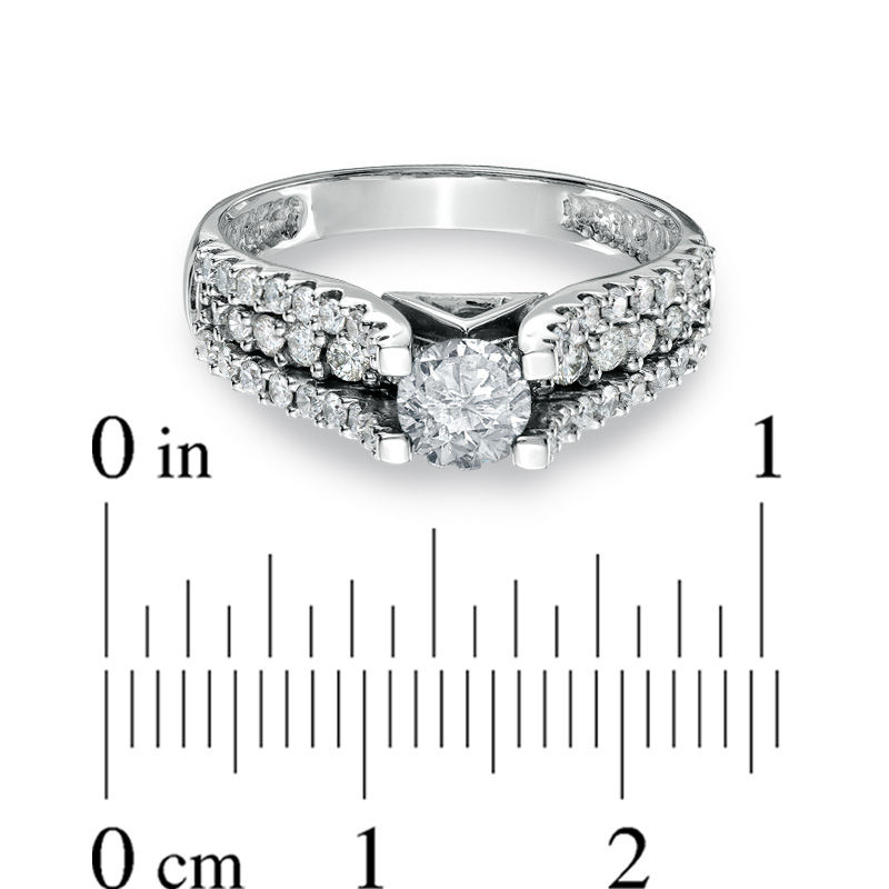 Main Image 3 of Previously Owned - 1 CT. T.W. Diamond with Pavé Shank Ring in 14K White Gold