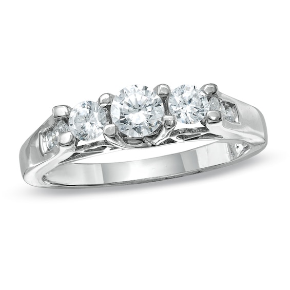 Previously Owned - 1 CT. T.w. Diamond Three Stone Ring in 10K White Gold