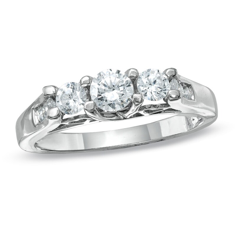 Main Image 1 of Previously Owned - 1 CT. T.W. Diamond Three Stone Ring in 10K White Gold