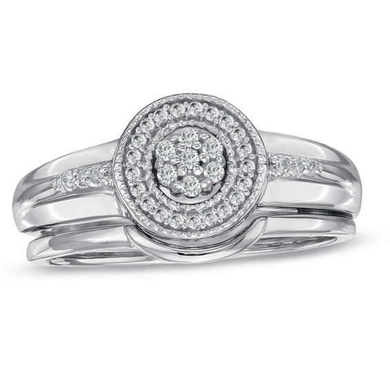 Previously Owned - 1/5 CT. T.w. Diamond Bridal Set in 10K White Gold