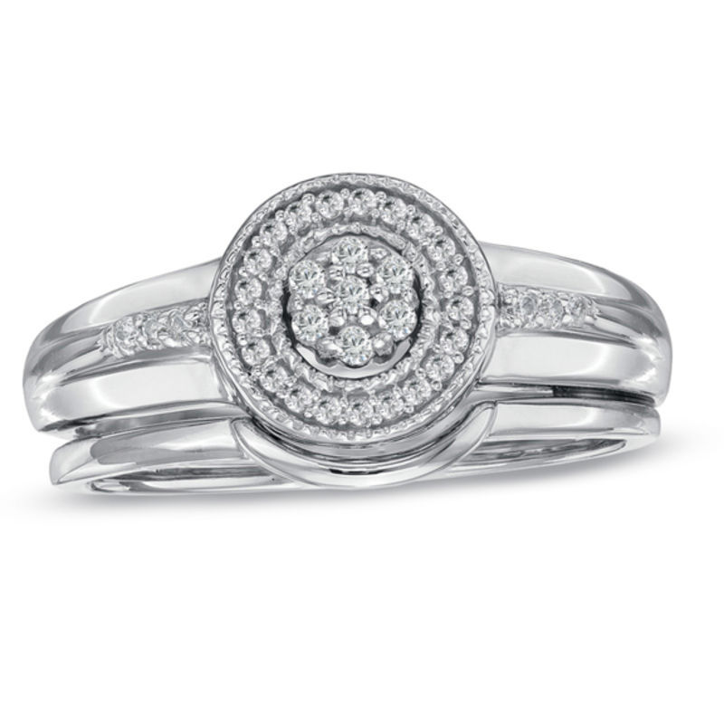 Main Image 1 of Previously Owned - 1/5 CT. T.W. Diamond Bridal Set in 10K White Gold