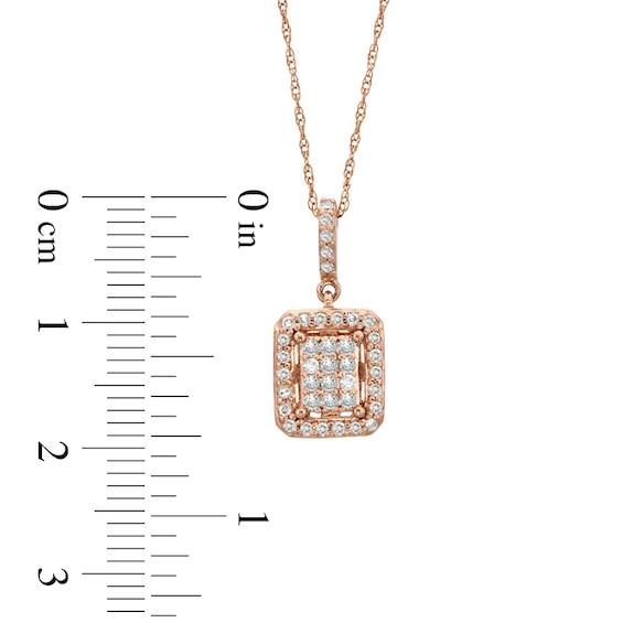 Previously Owned - 1/4 CT. T.w. Composite Diamond Rectangular Frame Pendant in 10K Rose Gold