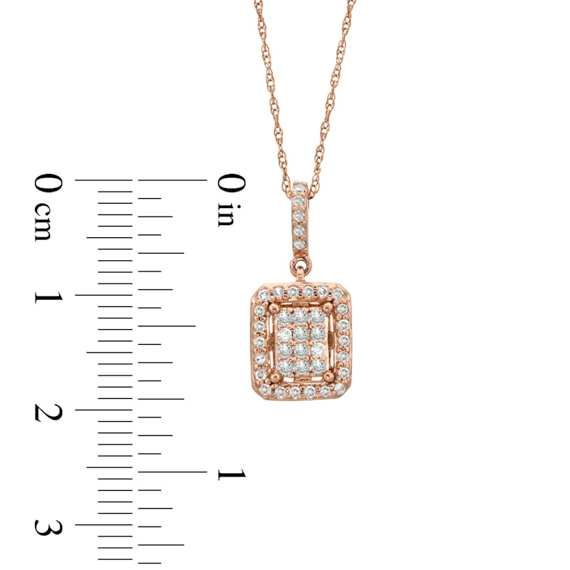 Main Image 2 of Previously Owned - 1/4 CT. T.W. Composite Diamond Rectangular Frame Pendant in 10K Rose Gold
