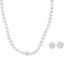 Thumbnail Image 1 of Previously Owned-6.0-7.0mm Freshwater Cultured Pearl and Crystal Necklace and Earrings Set in Sterling Silver