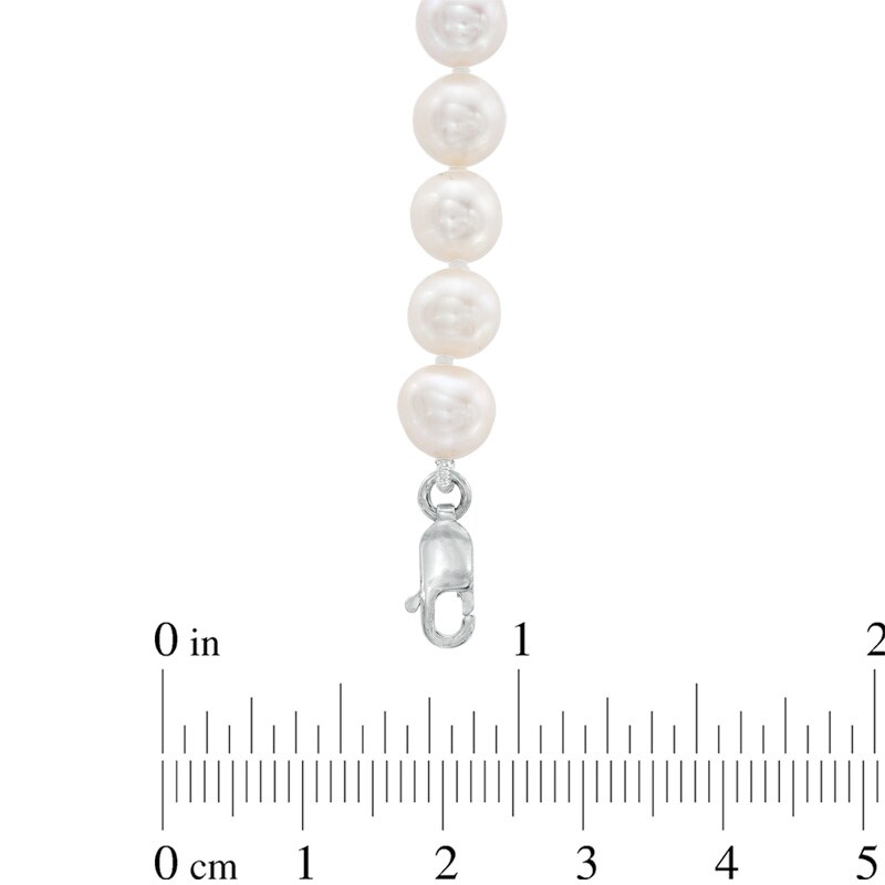 Main Image 3 of Previously Owned-6.0-7.0mm Freshwater Cultured Pearl and Crystal Necklace and Earrings Set in Sterling Silver