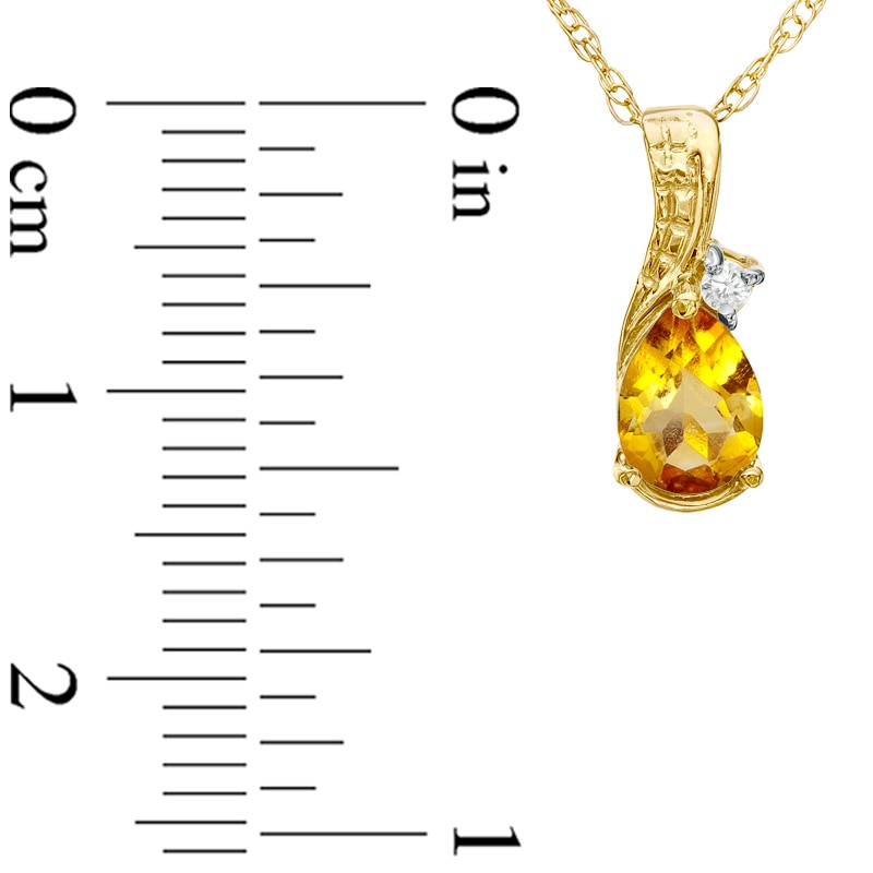 Main Image 2 of Previously Owned - Pear-Shaped Citrine and Diamond Accent Teardrop Pendant in 10K Gold