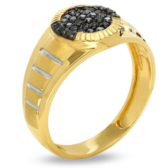 Previously Owned - 1/3 CT. T.w. Black Diamond Cluster Ring in 10K Gold