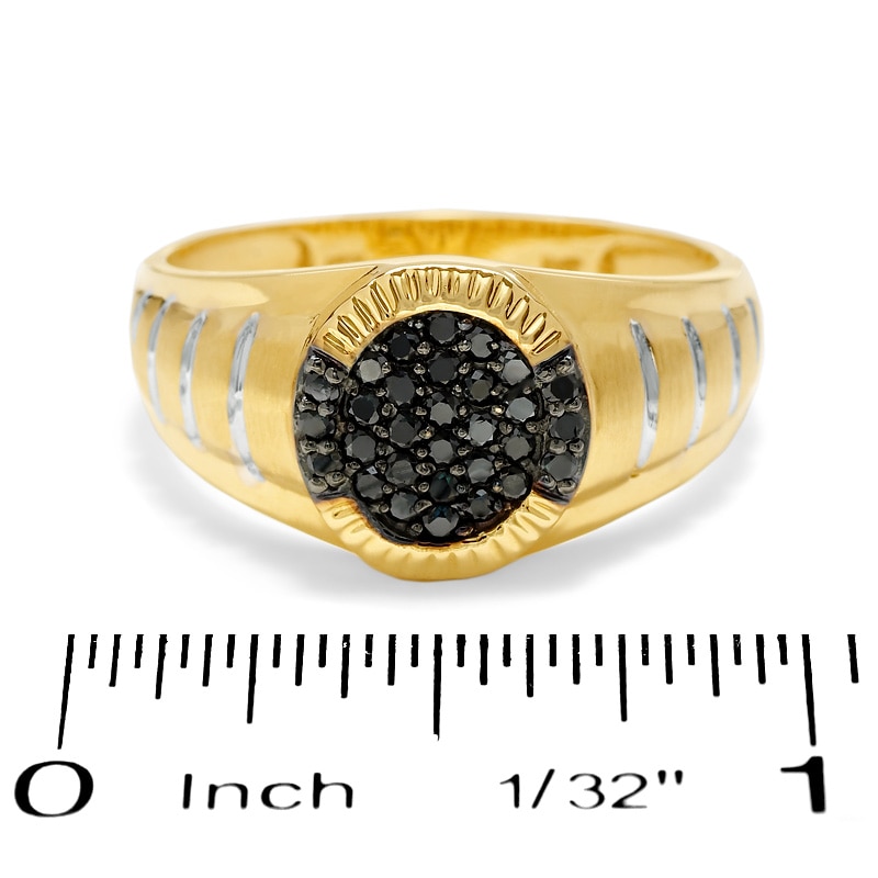 Main Image 3 of Previously Owned - 1/3 CT. T.W. Black Diamond Cluster Ring in 10K Gold