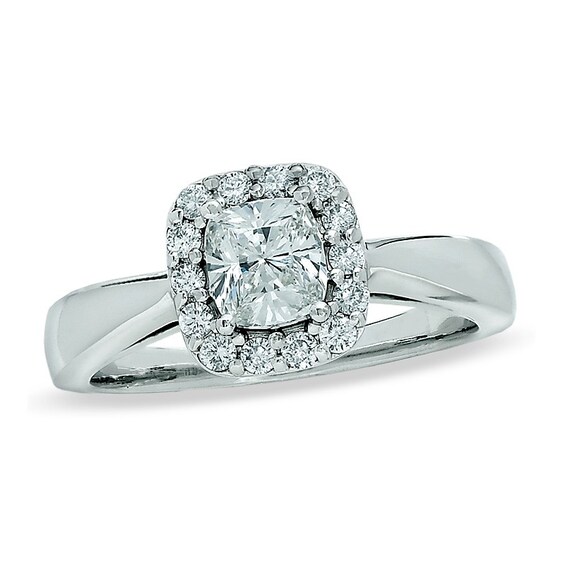 Previously Owned - Celebration LuxÂ® 1 CT. T.w. Cushion-Cut Diamond Framed Engagement Ring in 18K White Gold (H-Si2)