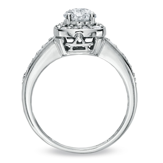 Previously Owned - 1 CT. T.w. Diamond Square Framed Ring in 14K White Gold