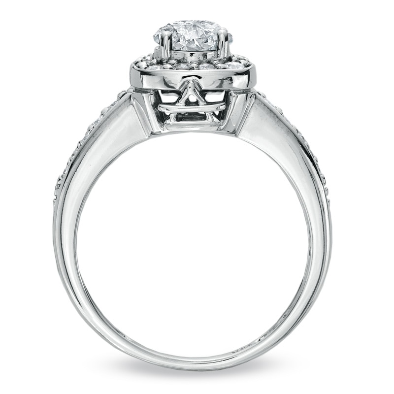 Main Image 2 of Previously Owned - 1 CT. T.W. Diamond Square Framed Ring in 14K White Gold