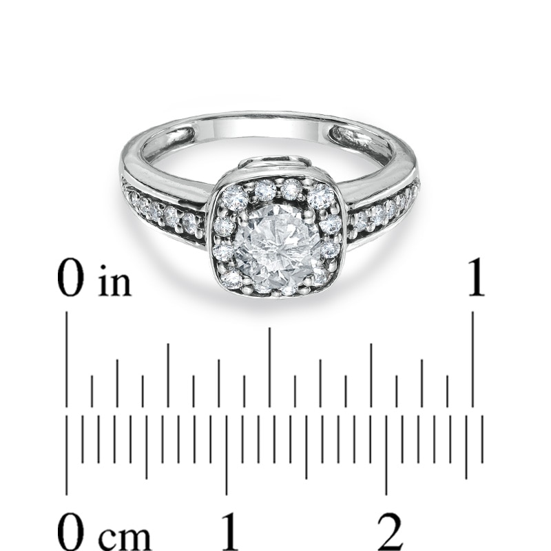 Main Image 3 of Previously Owned - 1 CT. T.W. Diamond Square Framed Ring in 14K White Gold