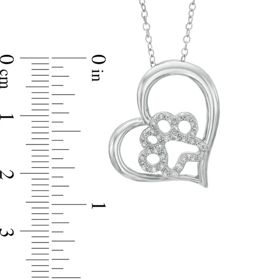 Previously Owned - 1/6 CT. T.w. Diamond Paw in Tilted Heart Pendant in Sterling Silver