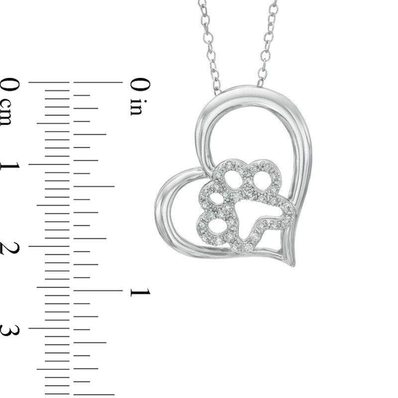 Main Image 3 of Previously Owned - 1/6 CT. T.W. Diamond Paw in Tilted Heart Pendant in Sterling Silver