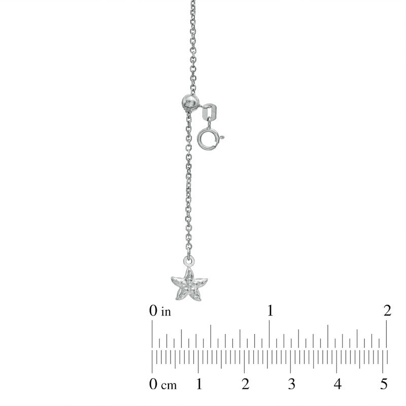 Main Image 2 of Previously Owned - Starfish Adjustable Cable Anklet in 14K White Gold - 11"
