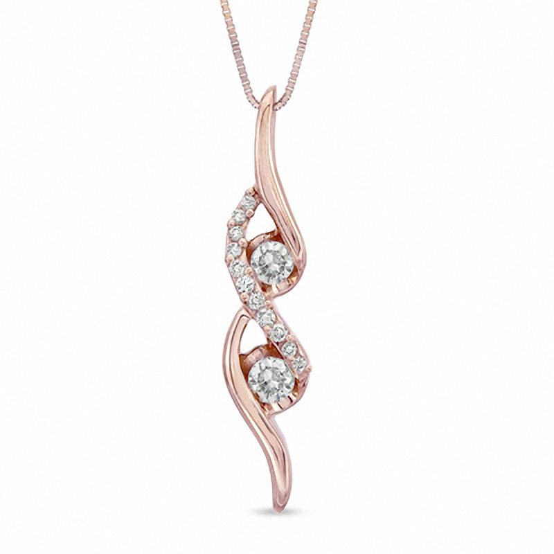 Main Image 1 of Previously Owned - Sirena™ 1/4 CT. T.W. Diamond Double Swirl Pendant in 14K Rose Gold