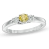 Thumbnail Image 1 of Previously Owned - 1/2 CT. T.W. Enhanced Yellow and White Diamond Three Stone Ring in 14K White Gold
