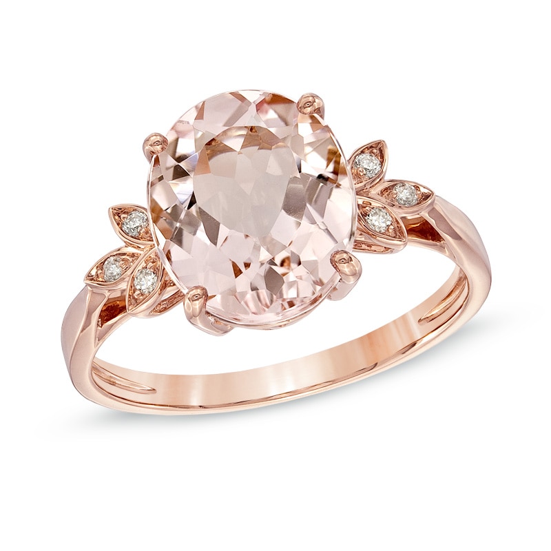 Previously Owned - Oval Morganite and Diamond Accent Ring in 10K Rose ...