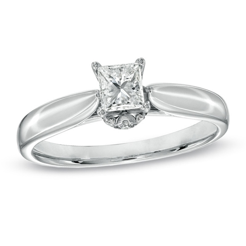 Main Image 1 of Previously Owned - For Eternity 1/2 CT. T.W. Princess-Cut Diamond Solitaire Engagement Ring in 14K White Gold
