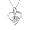 Thumbnail Image 1 of Previously Owned - Diamond Accent Double Heart Pendant in 10K White Gold - 17"